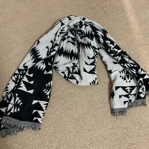 Aztec Scarf - reversible black and white print!